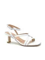 White leather sandal with ankle strap. Leather lining, leather sole. 5,5 cm heel