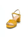 Yellow leather sandal. Leather lining, leather sole. 5,5 cm heel.
