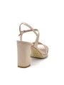 Nude colour leather sandal with platform. Leather lining, leather sole. 8 cm hee