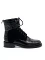 Black leather, suede and printed leather boot. Leather lining, rubber sole. 3,5 