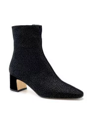 Black suede and printed suede boot. Leather lining, leather and rubber sole. 5,5