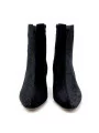 Black suede and printed suede boot. Leather lining, leather and rubber sole. 5,5