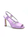 Lavender leather sandal. Leather lining. Leather sole. 9,5 cm heel.