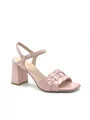 Pink leather sandal with intertwined band. Leather lining. Leather sole. 7,5 cm 