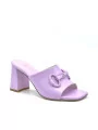 Lavander leather mule with matching clamp accessory. Leather lining. Leather sol