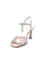 Pink and white leather sandal with knotted bands. Leather lining. Leather sole. 