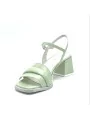 Green leather sandal. Leather lining. Leather sole. 5,5 cm heel.