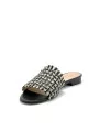Black and beige raffia and black leather mule. Leather lining. Leather sole. 1 c