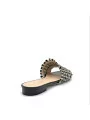 Black and beige raffia and black leather mule. Leather lining. Leather sole. 1 c