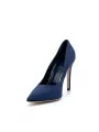 Blue wavy effect fabric pump. Leather lining, leather sole. 10,5 cm heel.