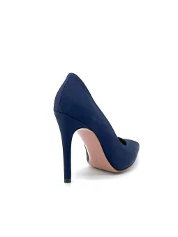 Blue wavy effect fabric pump. Leather lining, leather sole. 10,5 cm heel.