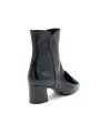 Black leather boot with buckle accessory. Leather lining, leather sole. 5,5 cm h