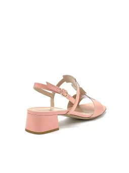 Peach- colour leather sandal with rhinestones. Leather lining. Leather sole. 3,5