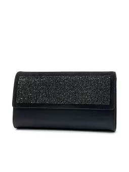 100% black silk purse with rhinestones. Bag size: 25x14,5x5 cm. Push botton clos