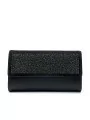 100% black silk purse with rhinestones. Bag size: 25x14,5x5 cm. Push botton clos