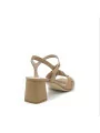 Tan leather sandal with intertwined band. Leather lining. Leather sole. 5,5 cm h