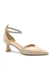 Nude leather d’orsay with ankle strap. Leather lining, leather sole. 5,5 cm he