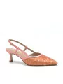 Orange iridescent leather and paillettes fabric. Leather lining, leather sole. 5