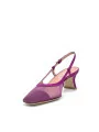 Cyclamen colored silk and mesh slingback. Leather lining, leather sole. 5,5 cm h