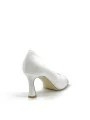 White laminate fabric Open toe. Leather lining, leather sole. 7,5 cm  heel.