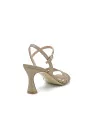 Caramel colored fabric sandal. Leather lining, leather sole. 7,5 cm.