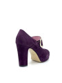 Purple suede mary Jane and golden buckle with platform. Leather lining, leather 