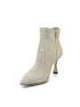 Beige and cream color printed suede ankleboot. Leather lining, leather and rubbe