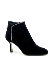 Black suede and silver and black printed suede boots. Leather lining, leather an