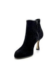 Black suede and silver and black printed suede boots. Leather lining, leather an