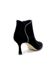 Black suede and silver and black printed suede boots. Leather lining, leather an