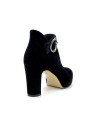 Black suede boots with golden buckle. Leather lining, leather and rubber sole. 9