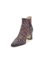 Plum tweed fabrci and patent boots. Leather lining, leather and rubber sole. 5,5