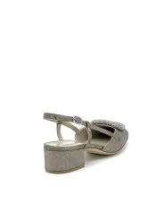 Pewter satin effect chenille slingback with jewel buckle Cod. 15131