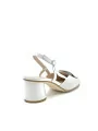 Milk leather and honeycomb fabric slingback with soft insole. Leather lining, le