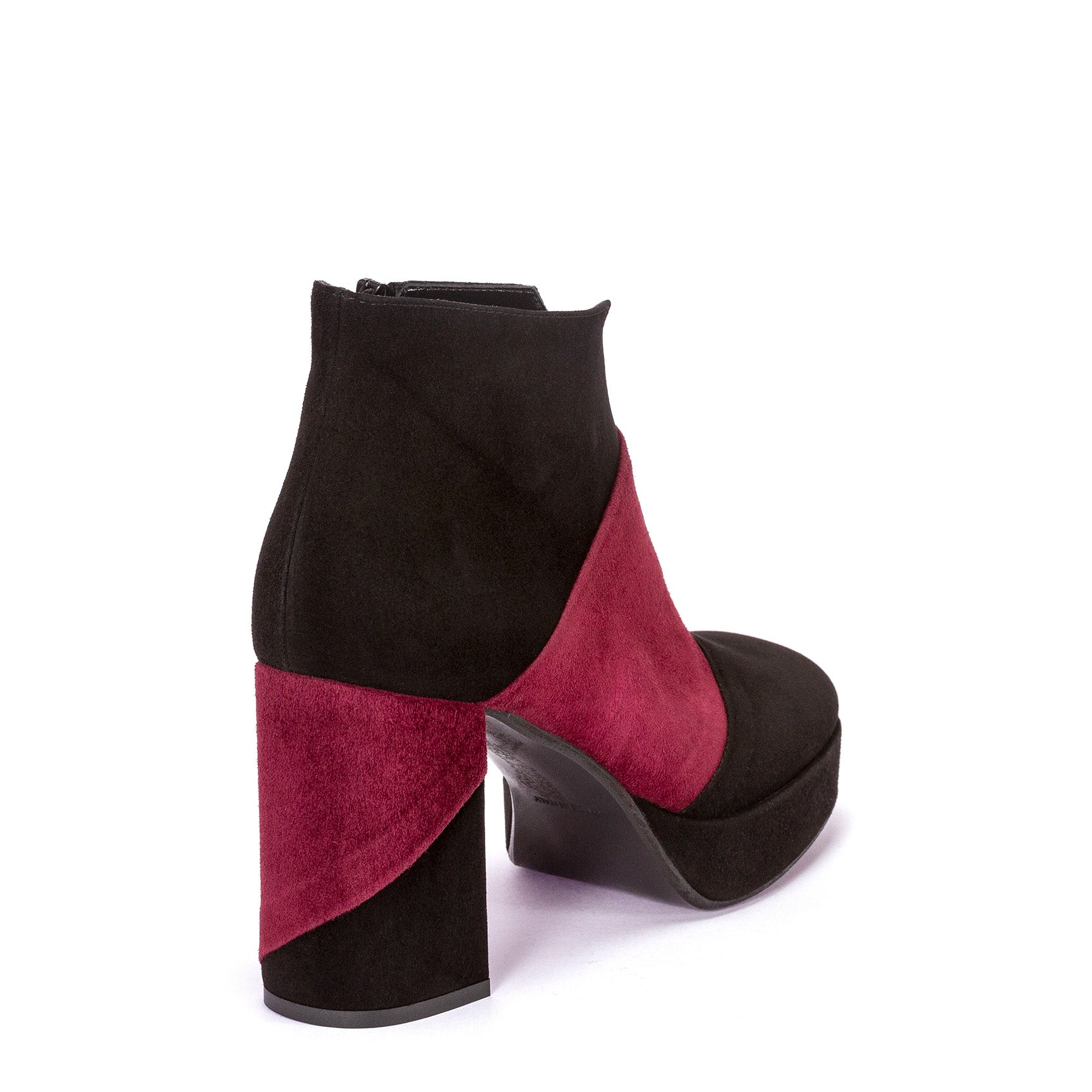 Tronchetto in camoscio nero e bordeaux con fascia - Cod. 90916