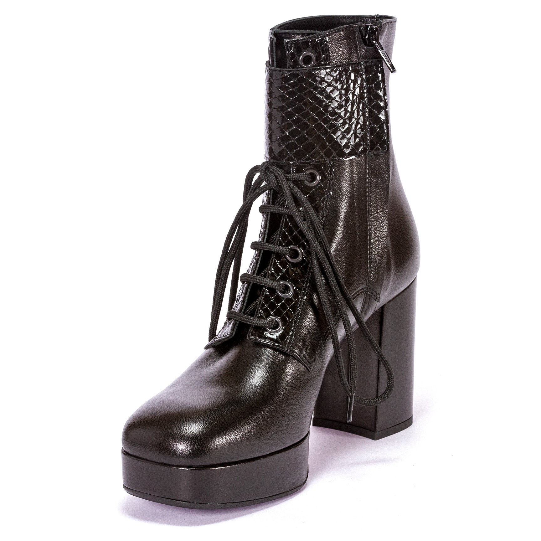 Biker nero in nappa e pelle pitonata - Cod. 90920