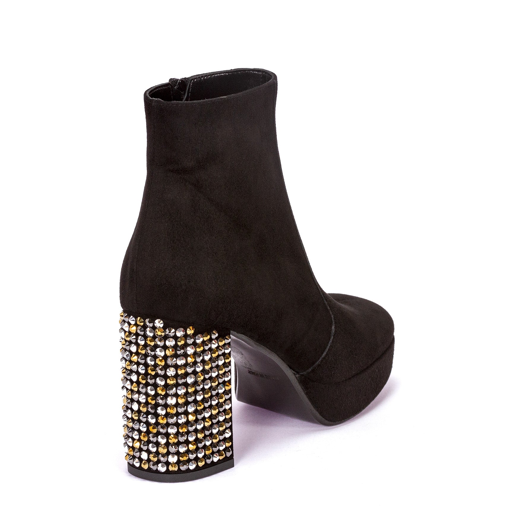 Stivaletto in camoscio nero con tacco strass - Cod. 90918