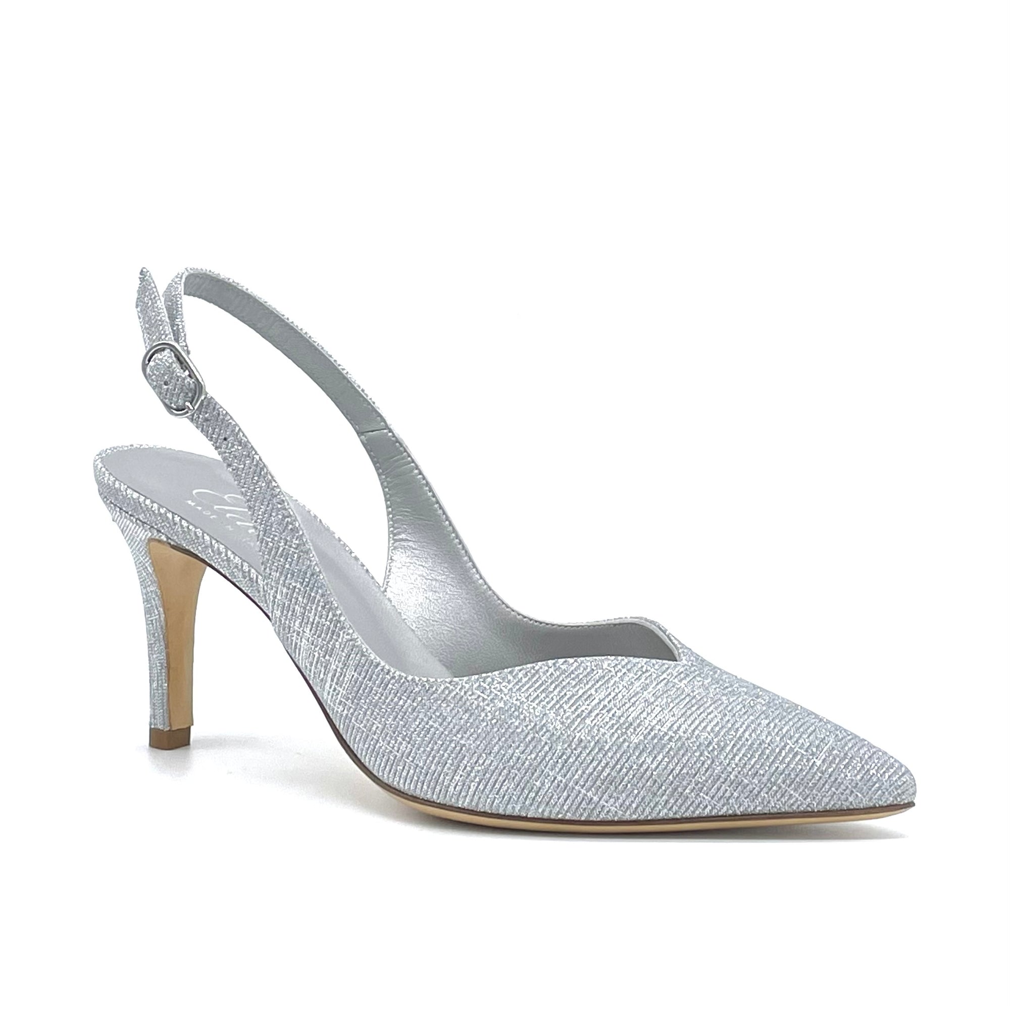 Slingback in tessuto laminato argento - Cod. 10150-1