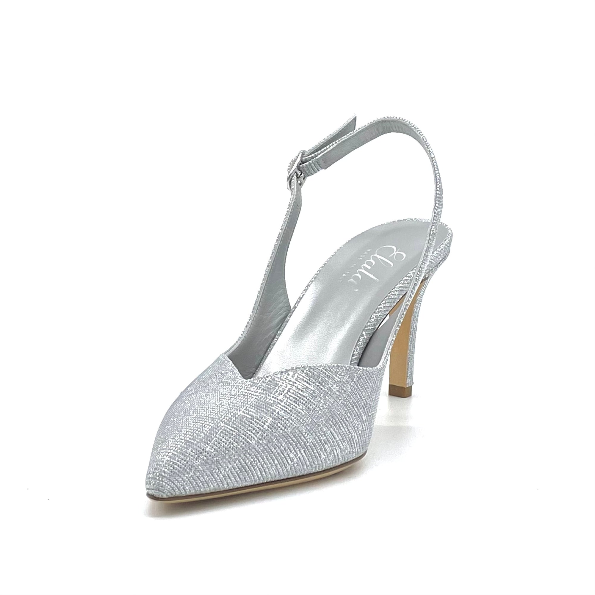 Silver laminate fabric slingback - Cod. 10150-1