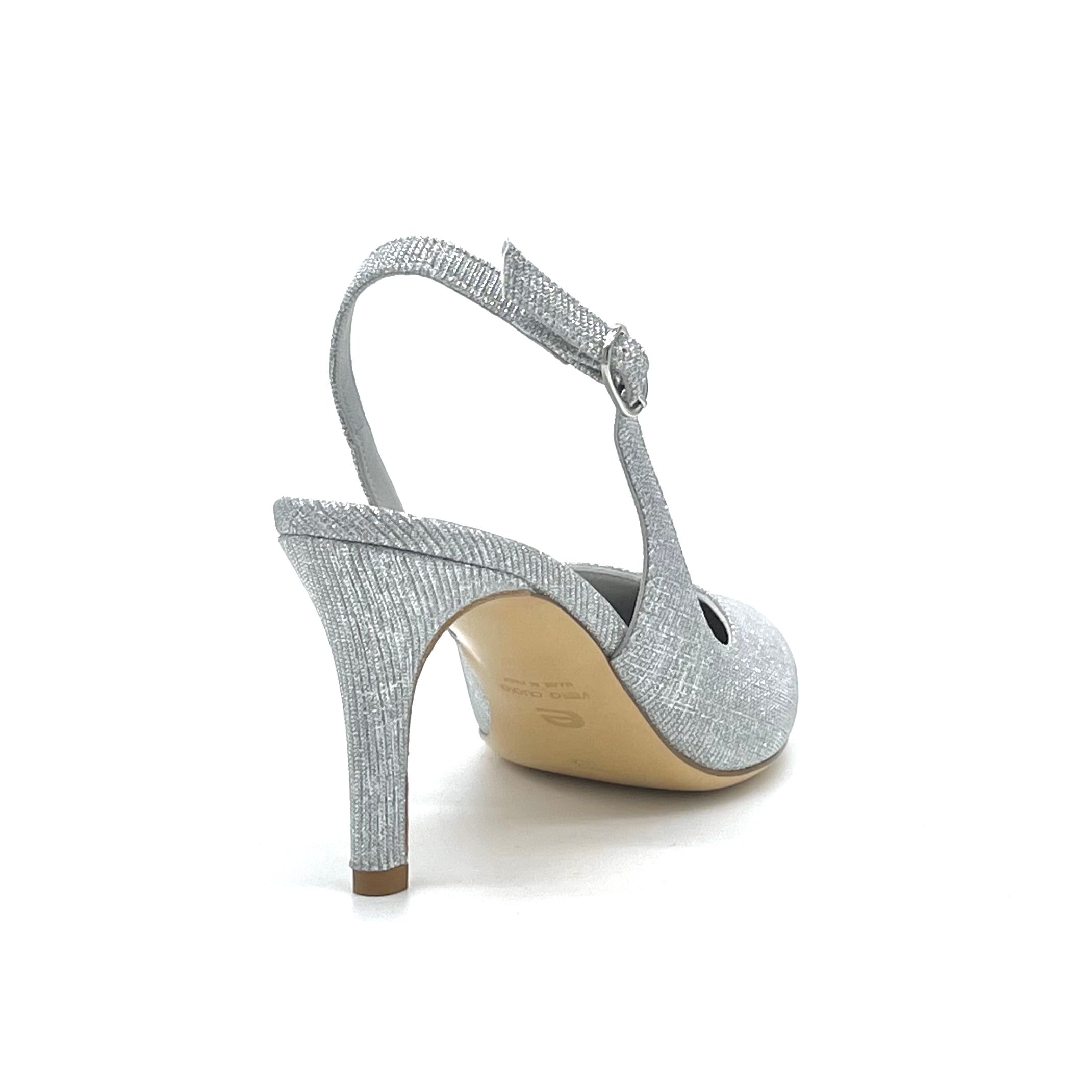 Slingback in tessuto laminato argento - Cod. 10150-1