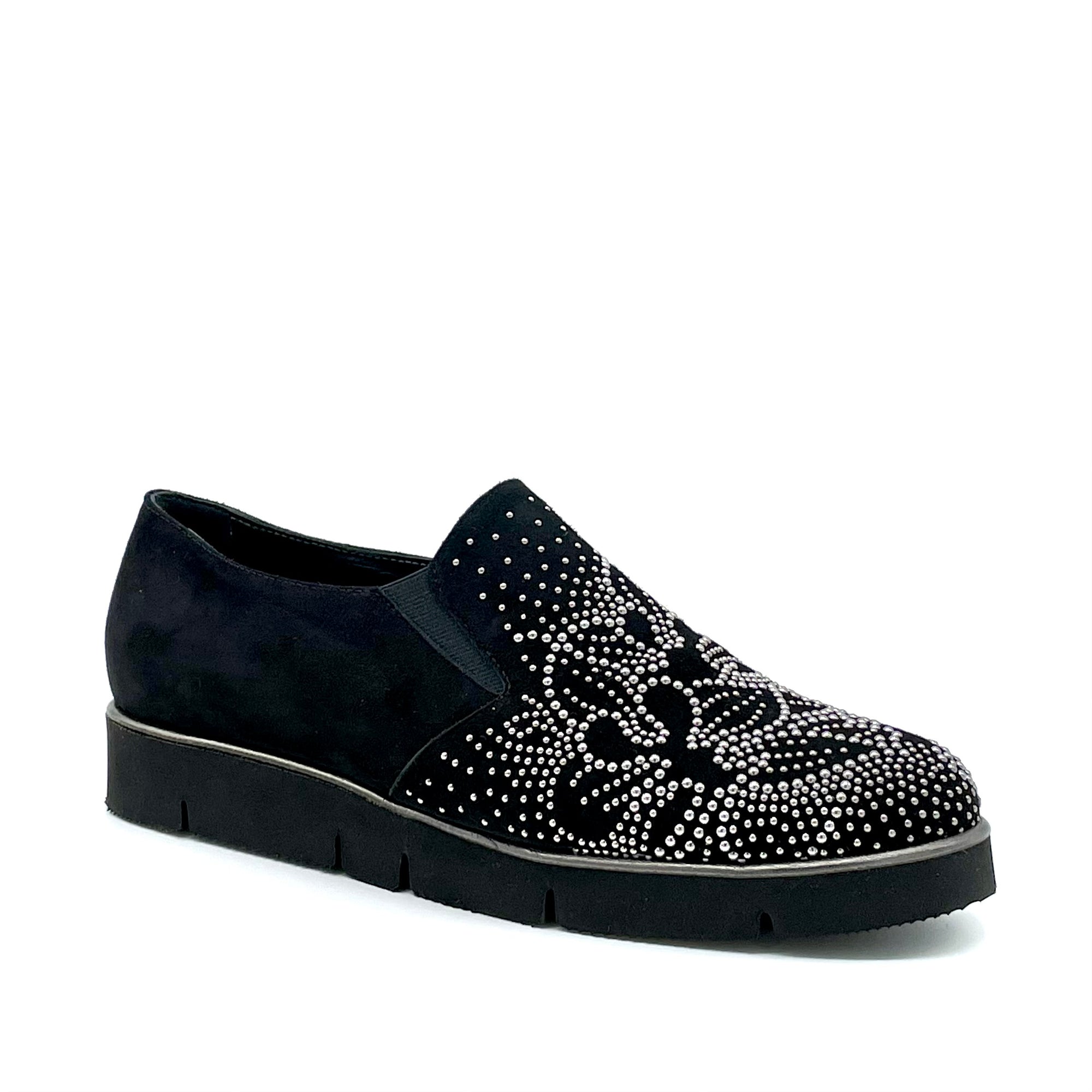 Slip-on in camoscio nero con microborchie - Cod. 59530