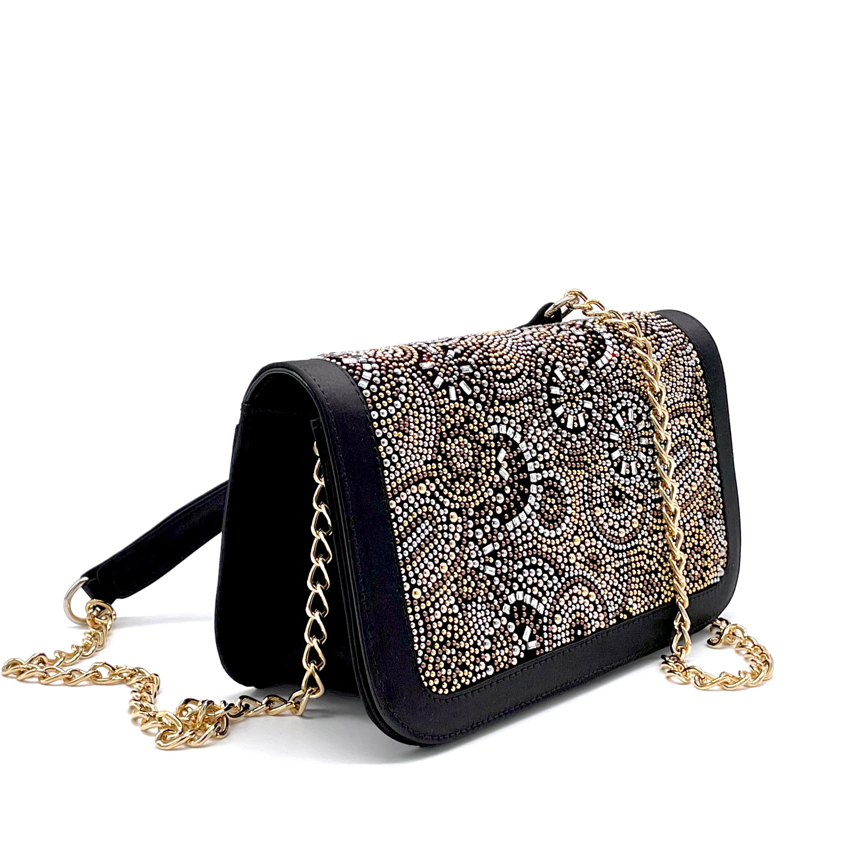 100% black silk purse with microstuds detail - Cod. E840R-1