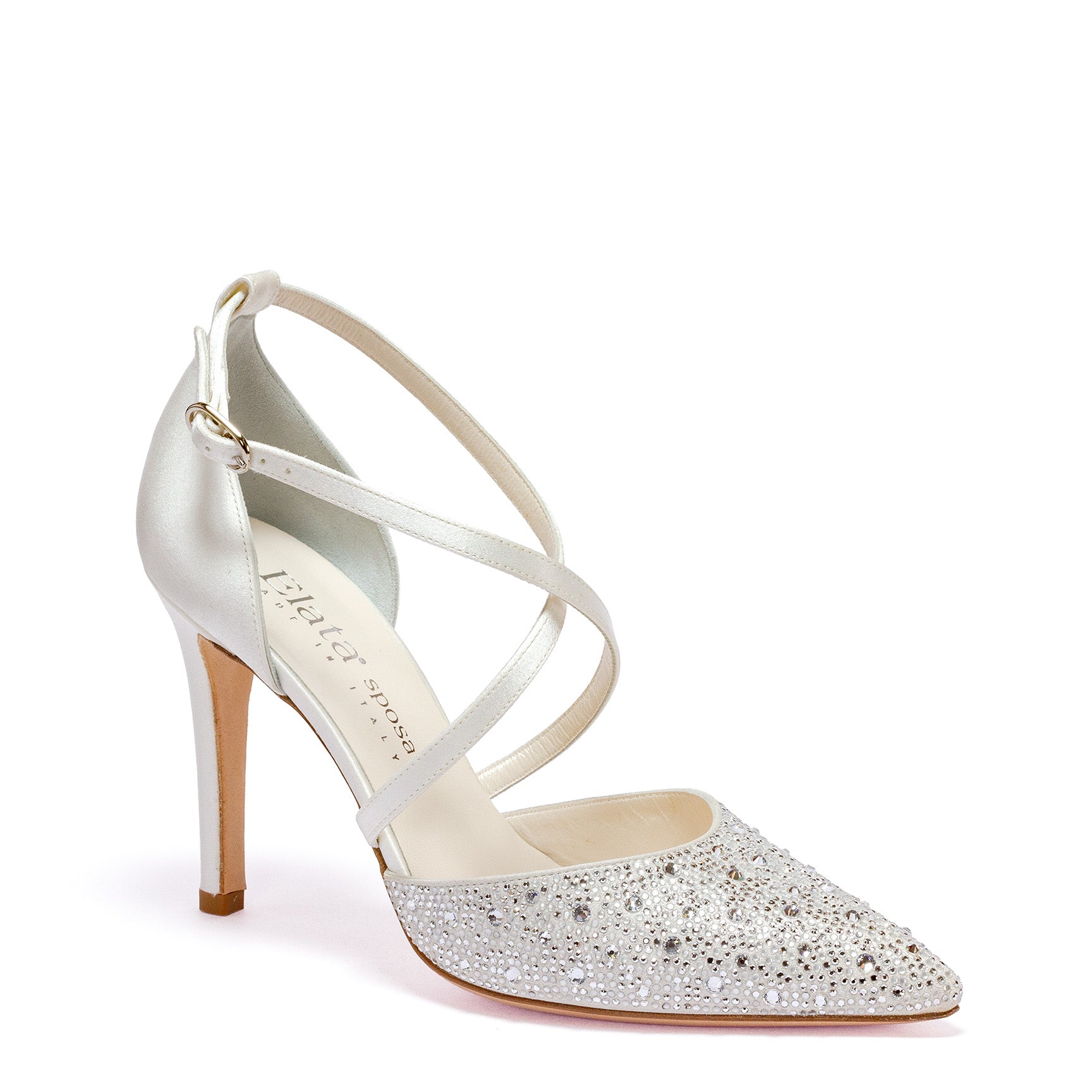100% silk pump with a crossed strap and rhinestones - Cod. S2002