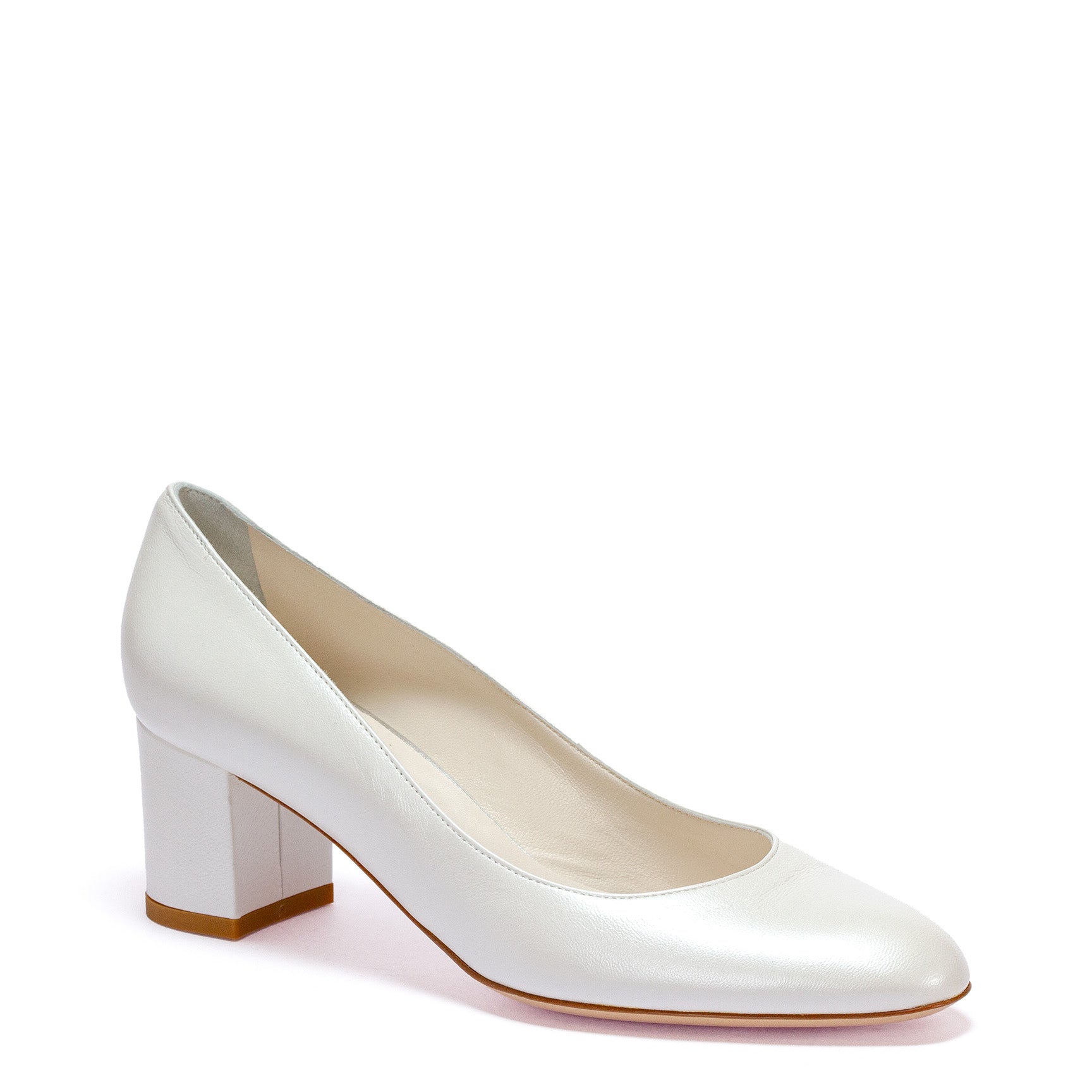Décolleté in pelle bianca perlata - Cod. S2414