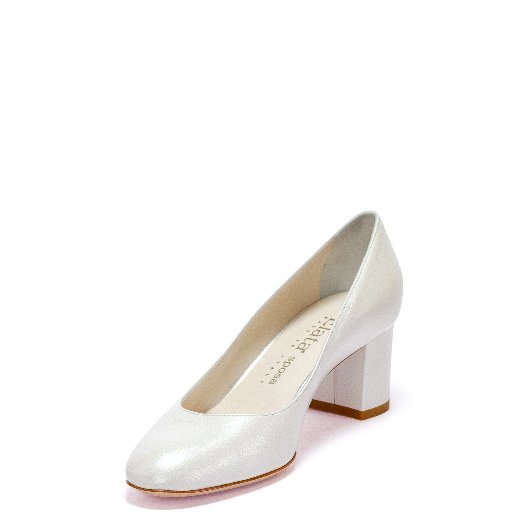 Décolleté in pelle bianca perlata - Cod. S2414