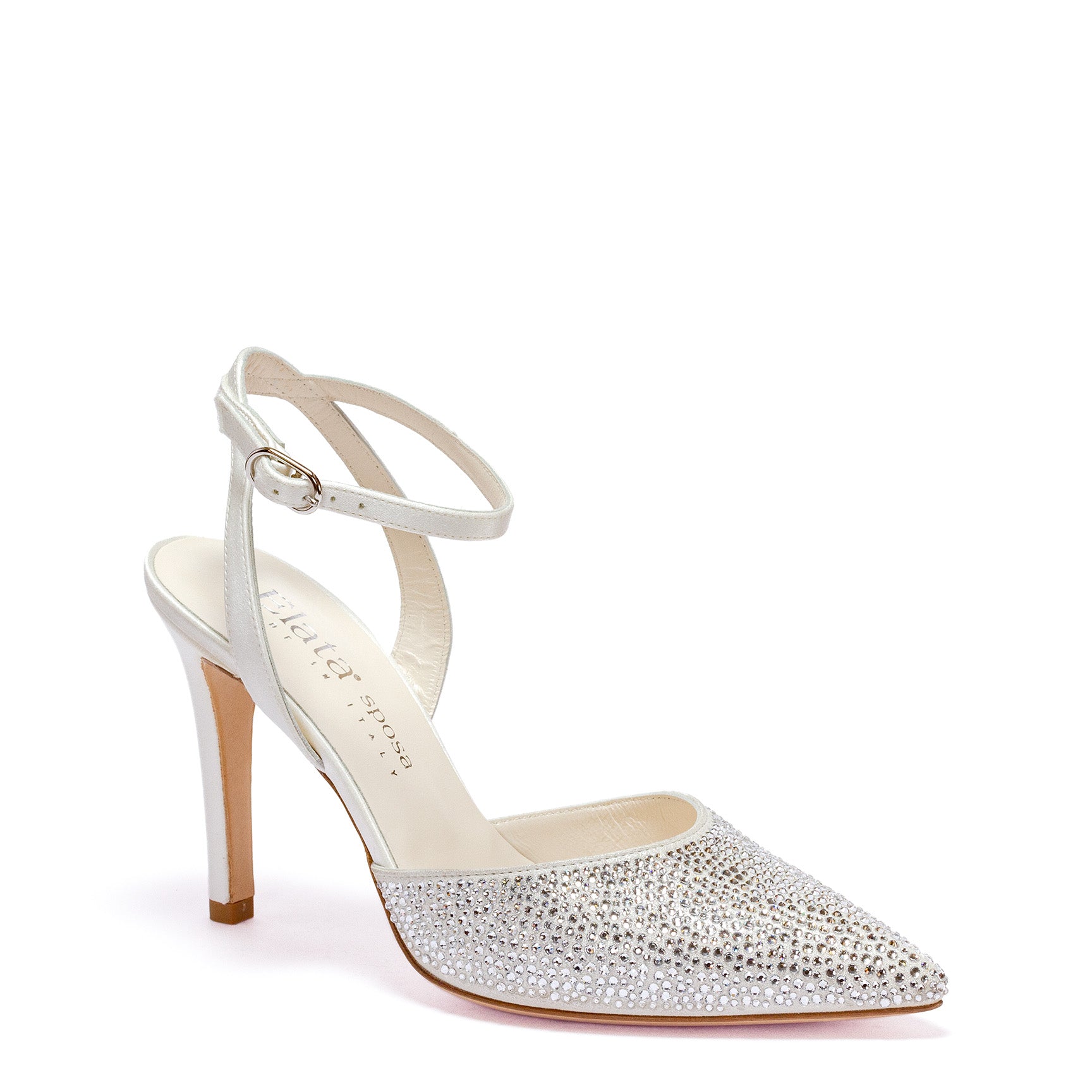 100% white silk slingback with rhinestones - Cod. S2901