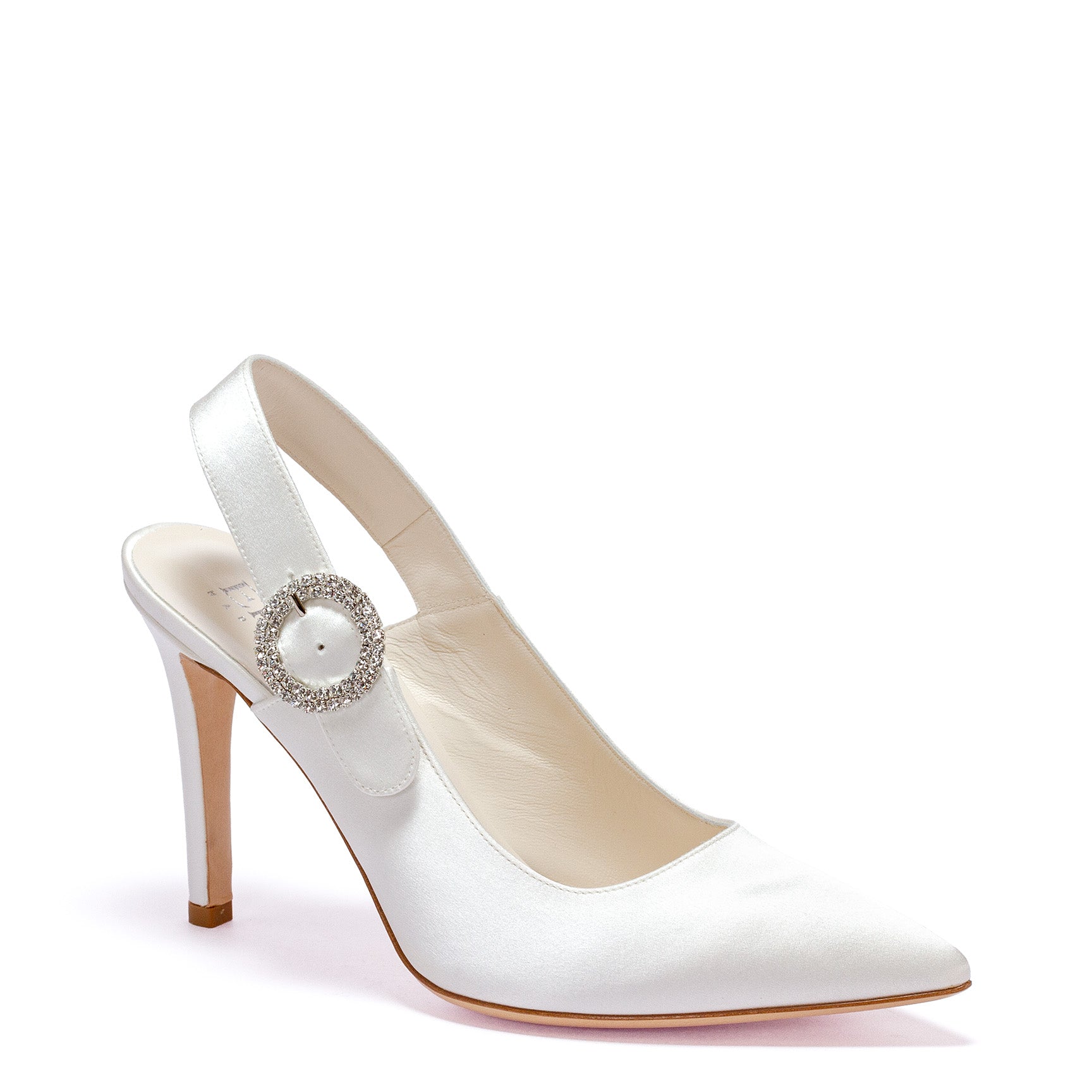 Slingback 100% seta bianca con fibbia gioiello - Cod. S2902