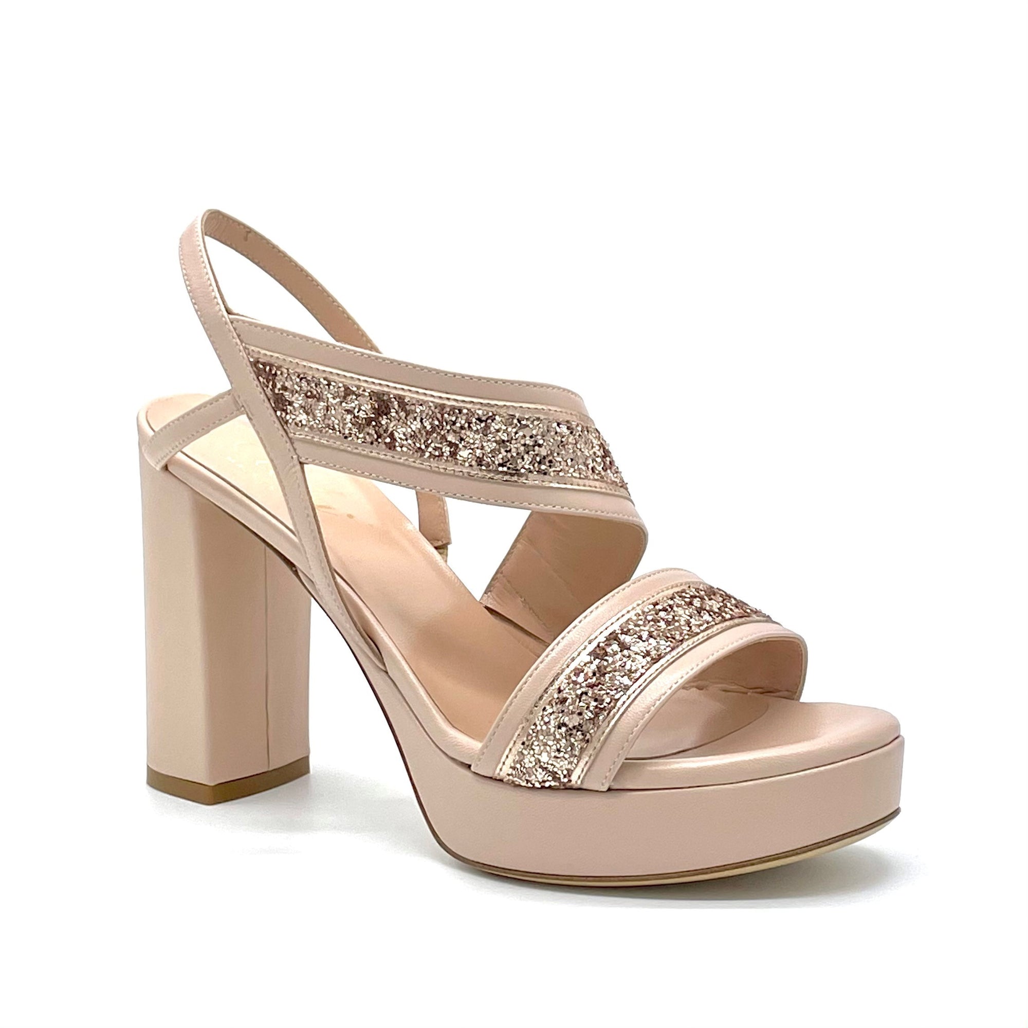 MARILYN Nude colour leather sandal with platform - Cod. 11113A
