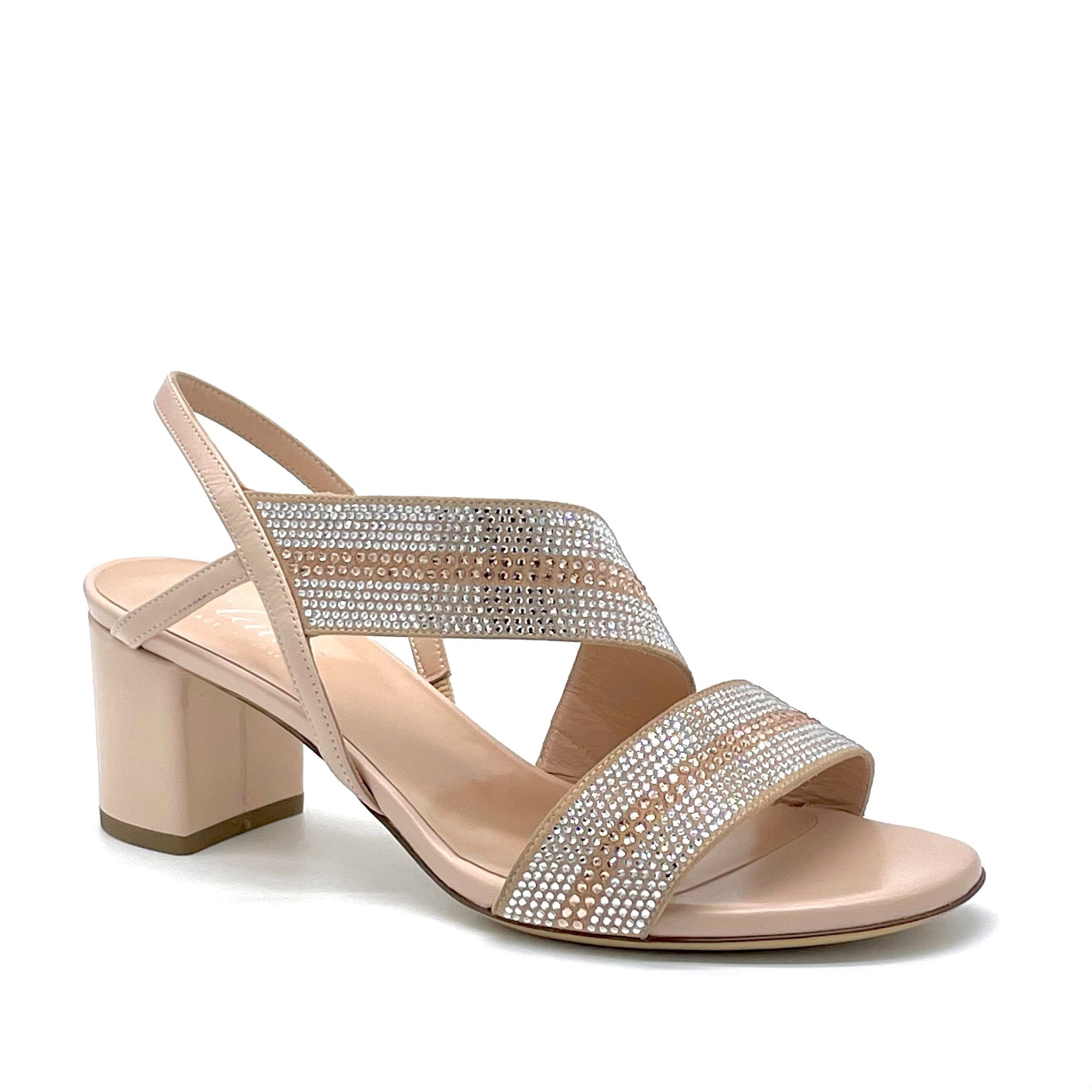MARILYN Sandalo in pelle color nude con strass - Cod. 11115A