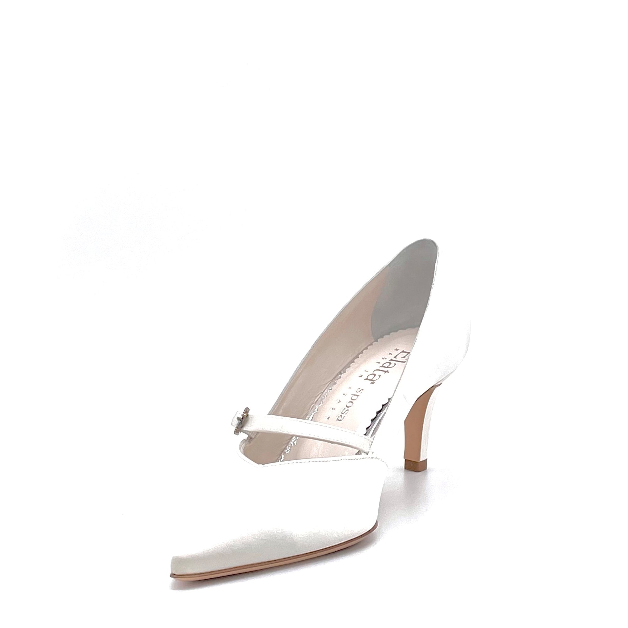 Décolleté in 100% seta avorio con fibbia gioiello - Cod. S2513